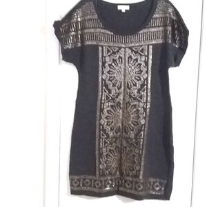 Monsoon Soft Wool Grey Dress with Gold Sequins NWOT (Size M)
